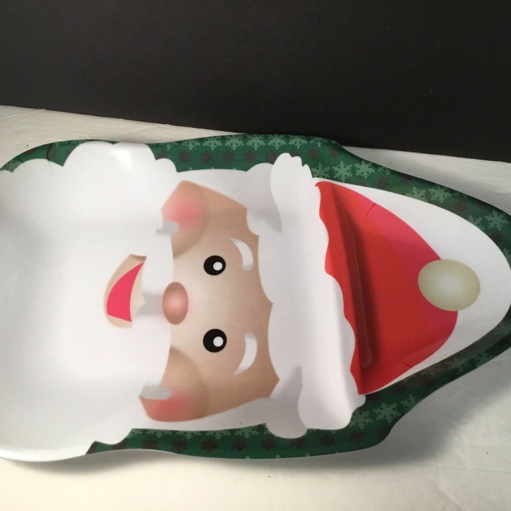 Hard Plastic  Santa Claus Head Shaped Serving Plat